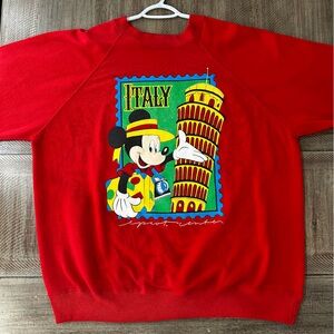 Disney Wear Vintage 80’s Mickey Italy Postage Stamp Sweatshirt 4XL MADE IN USA!